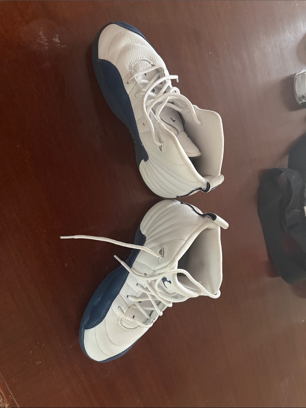 Jordan Kids White and Navy High-Top Sneakers